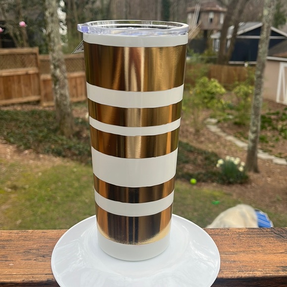 Kate Spade Gold Stripe Tumbler NWT - Picture 5 of 9